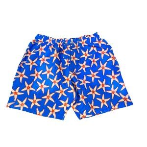 Galaxy by Harvic Men’s Swim Trunks M Blue Starfish Print Board Shorts New